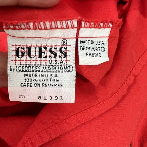 Vintage Guess By Georges Marciano Button Down Shirt Men Small Red 90’s Y2K USA - Picture 12 of 13